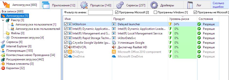 Reviewing the Startup folder in AnVir Task Manager
