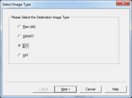 Selecting the image type