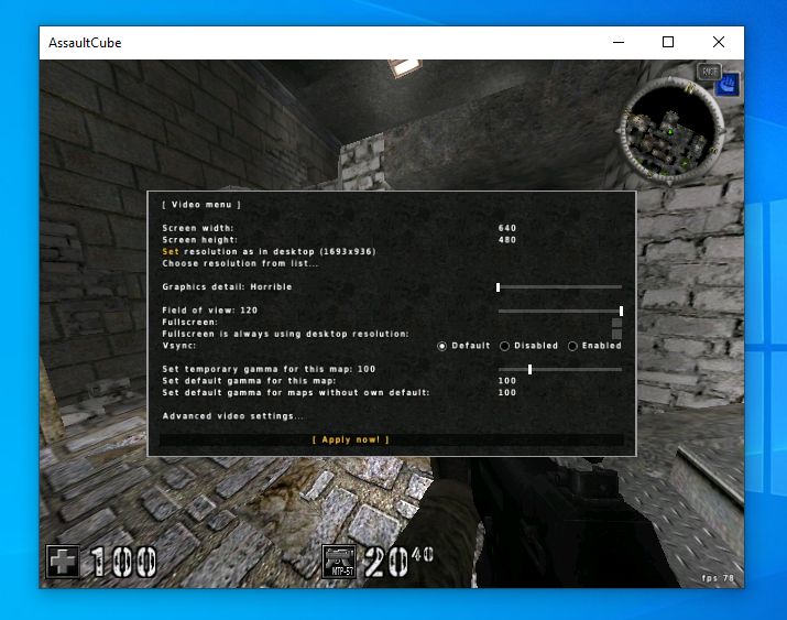Windowed mode Windowed mode