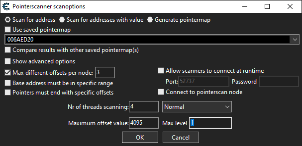 New pointer scan settings New pointer scan settings