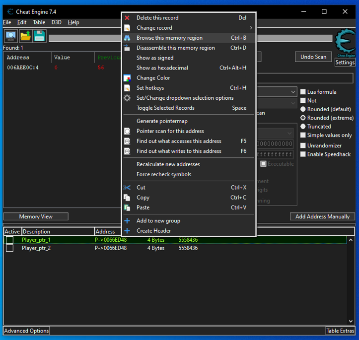 Browsing memory region Browsing memory region