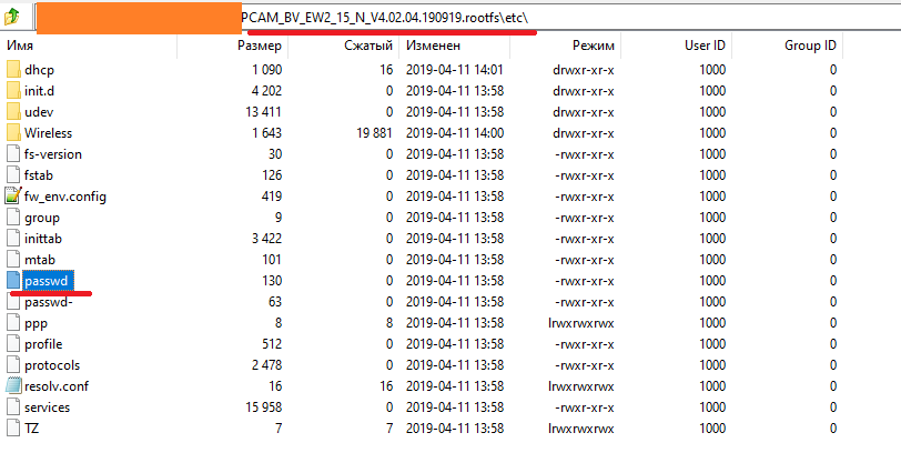 /etc/passwd file in firmware