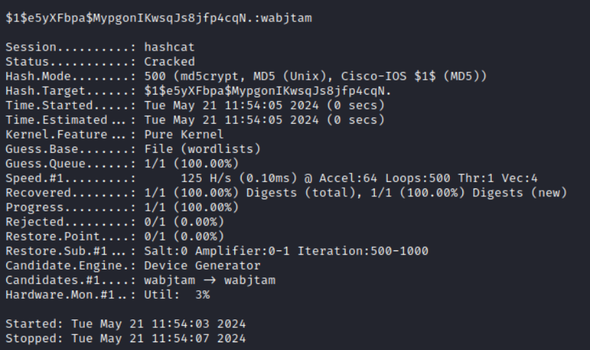 Password successfully brute-forced using a wordlist