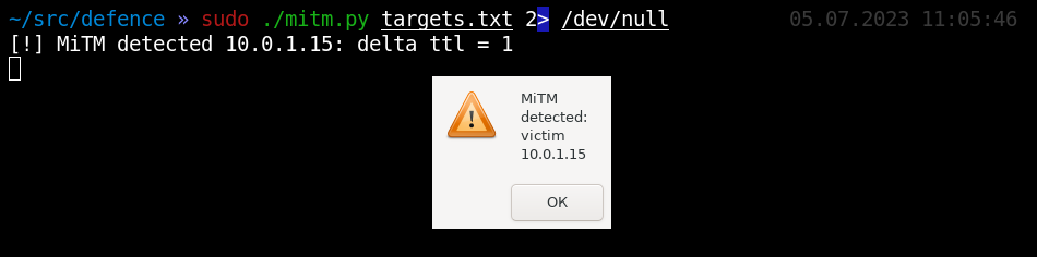 Traffic interception detected in other segment Traffic interception detected in other segment