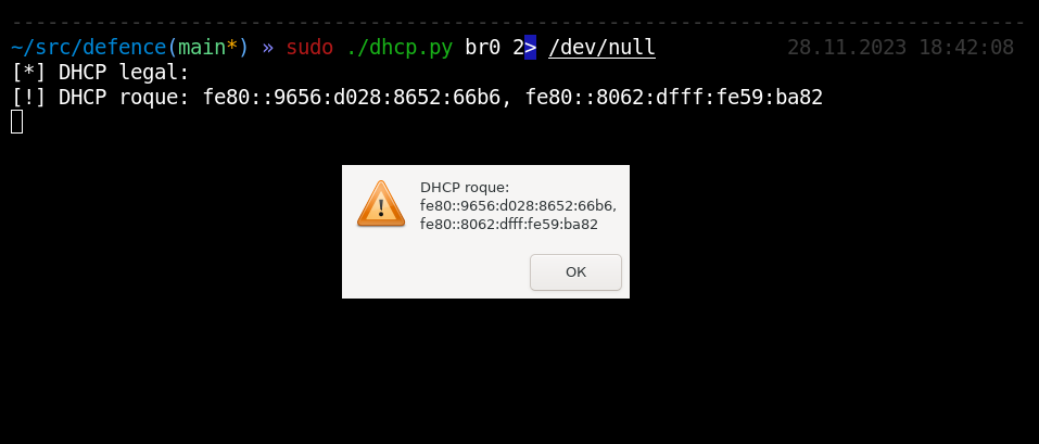 Rogue DHCPv6 server detected Rogue DHCPv6 server detected