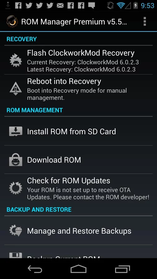 ROM Manager allows you to install recovery in two taps ROM Manager allows you to install recovery in two taps