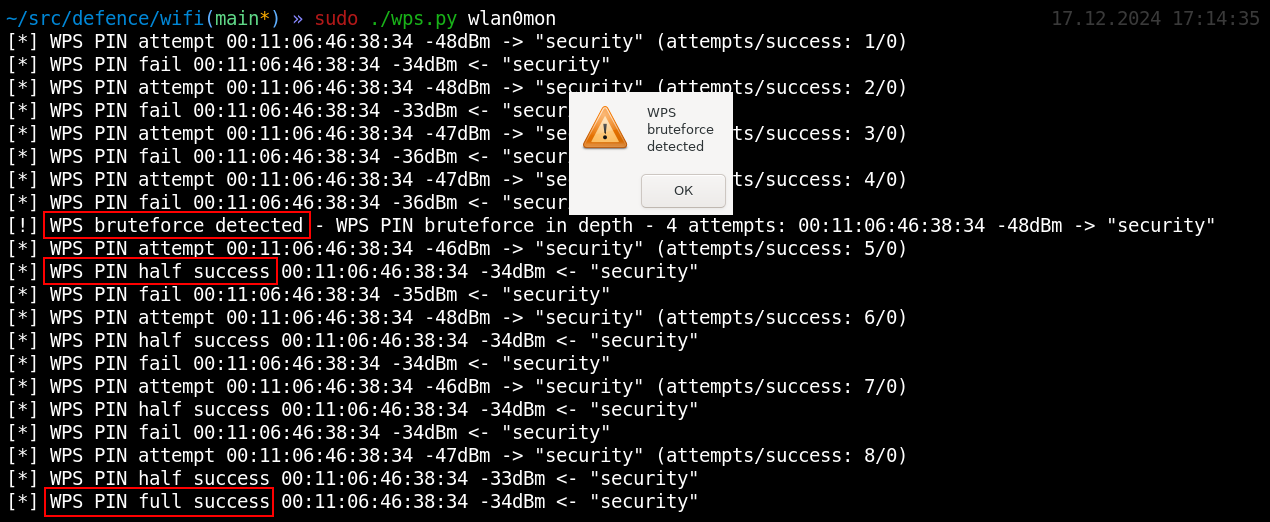 WPS PIN code brute-forcing attack against an access point detected WPS PIN code brute-forcing attack against an access point detected