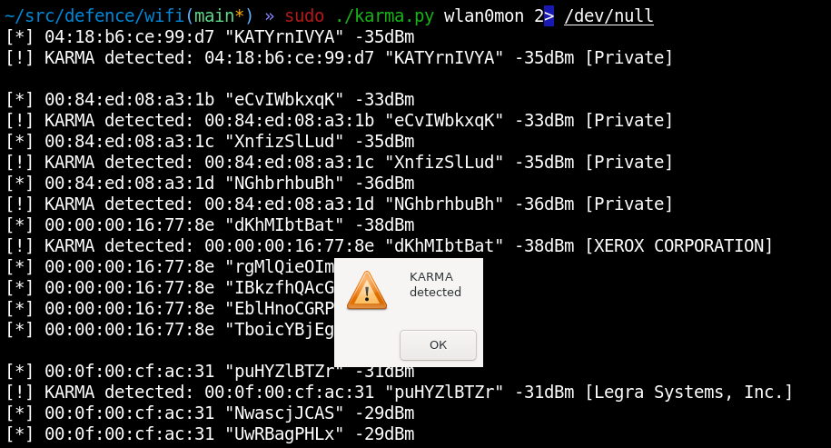 KARMA technique detected KARMA technique detected