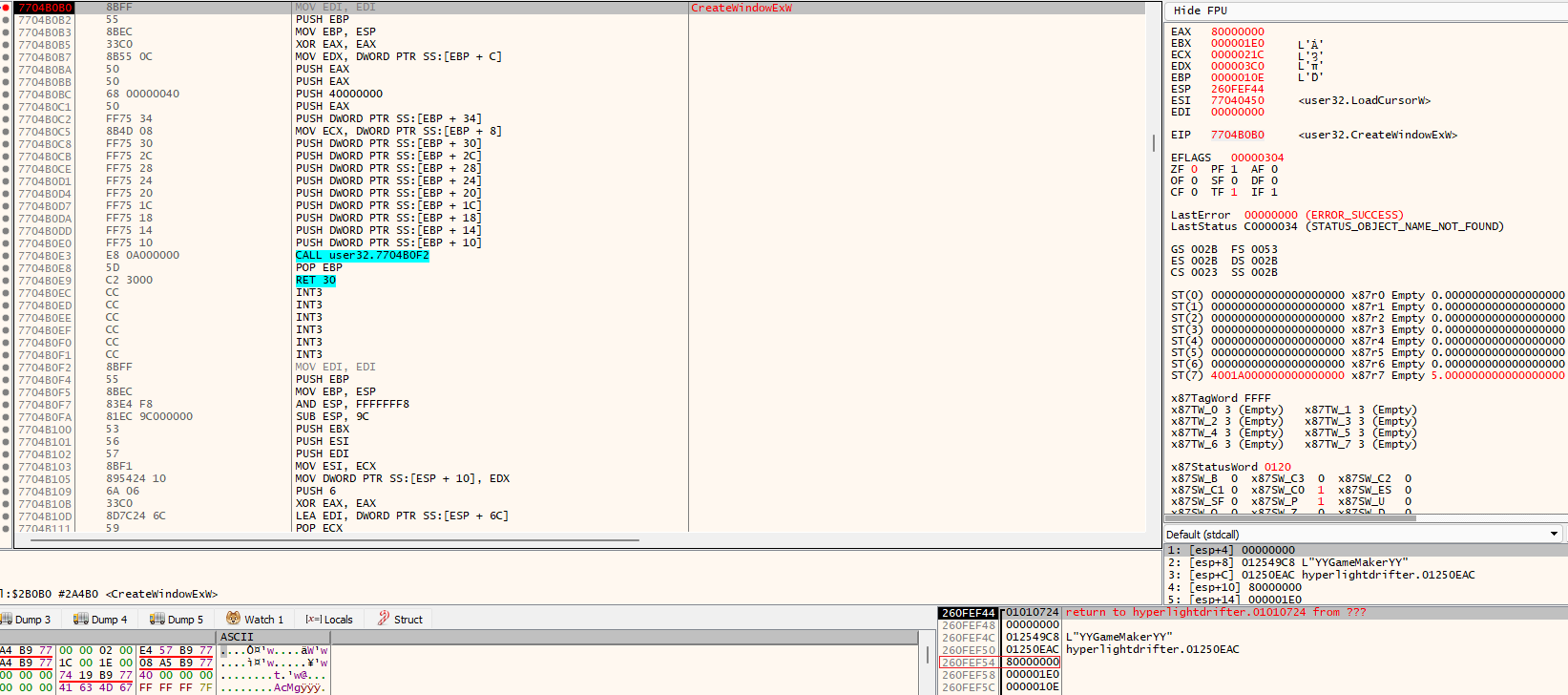 The value of the parameter dwStyle, set to WS_POPUP The value of the parameter dwStyle, set to WS_POPUP