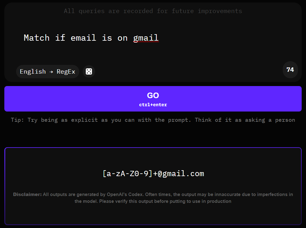 Match if email is on gmail Match if email is on gmail
