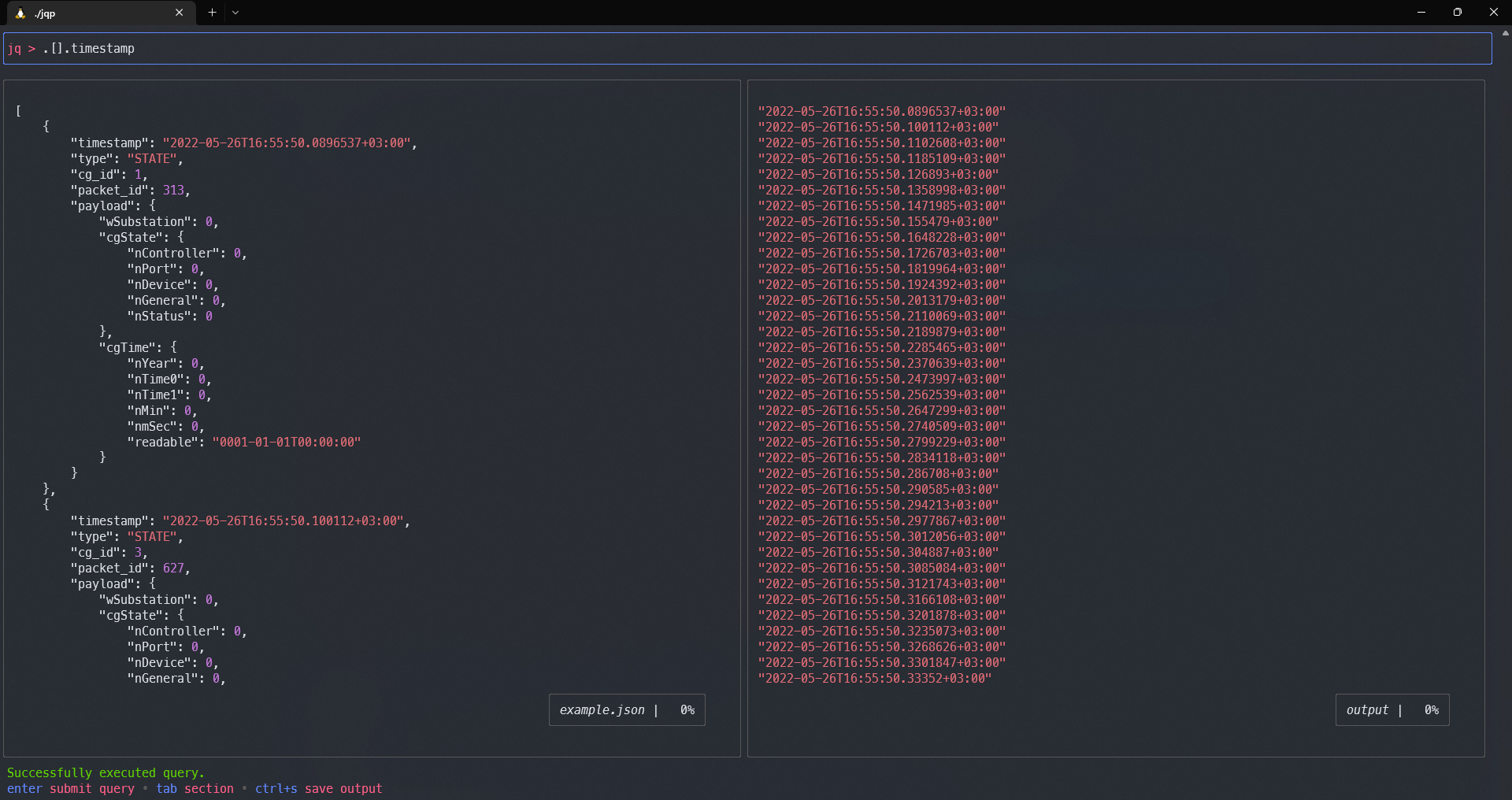 Select all timestamp fields Select all timestamp fields