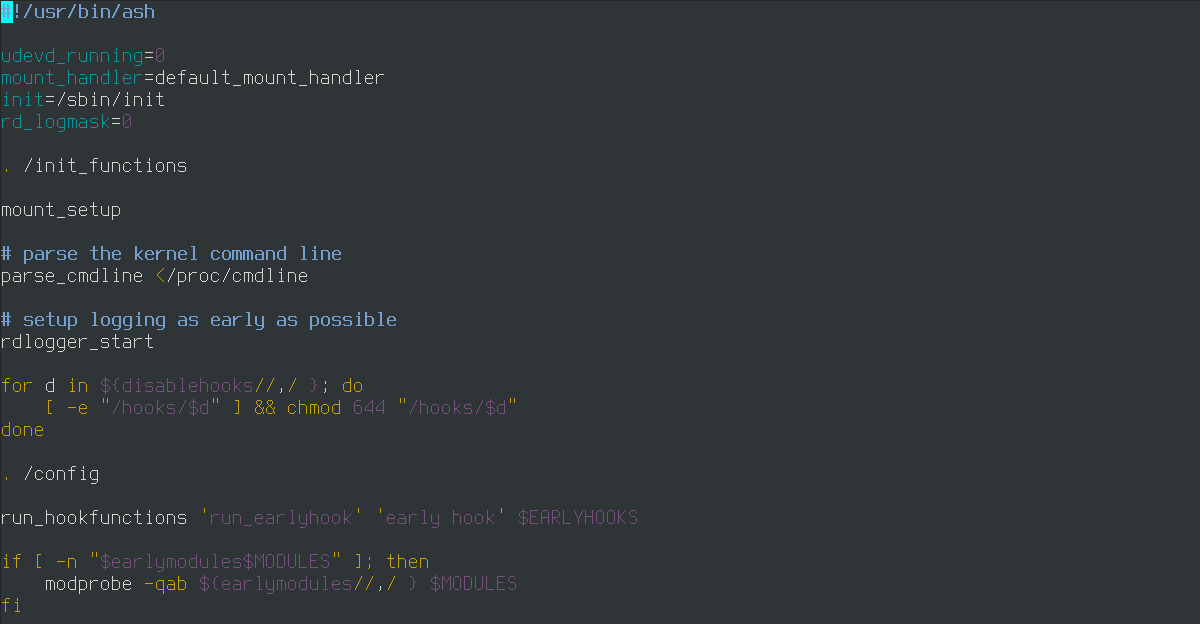 The `init` script from initramfs The `init` script from initramfs