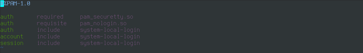 Configuration file for the PAM login module Configuration file for the PAM login module