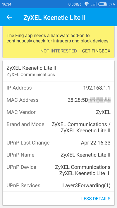 Fing displaying access point information Fing displaying access point information