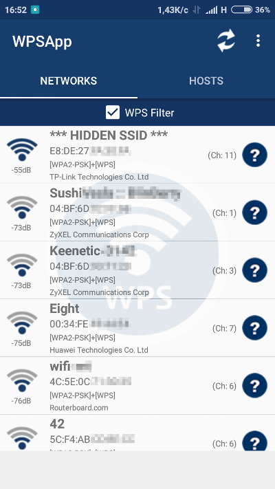 WPSApp detects hidden networks. WPSApp detects hidden networks.
