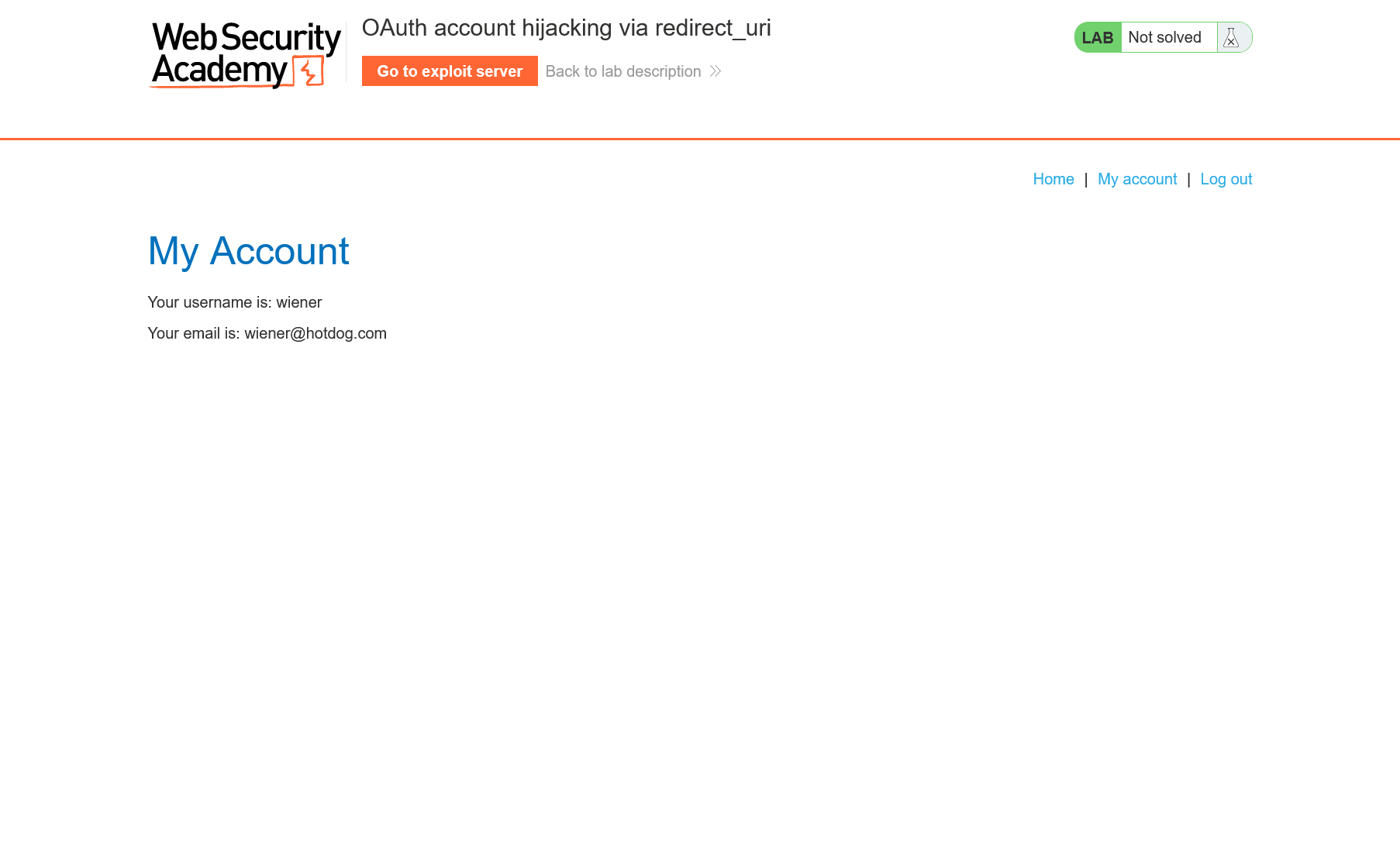 My Account page My Account page