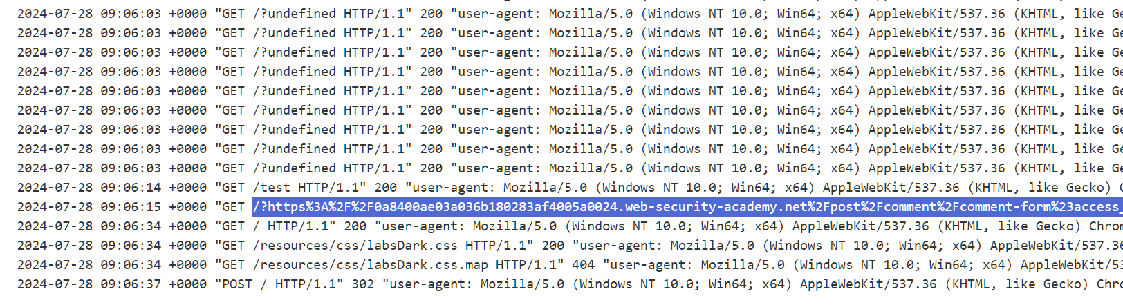 Your own token in the access logs Your own token in the access logs