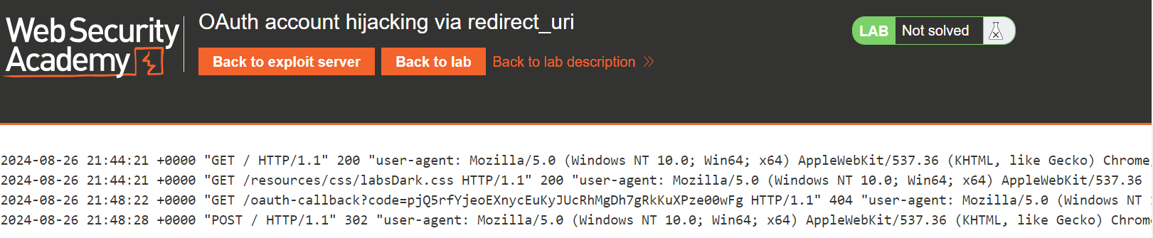 OAuth token in access logs OAuth token in access logs