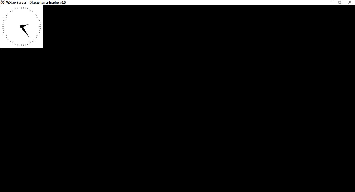 VcXsrv running X-clock on Windows. It VcXsrv running X-clock on Windows. It