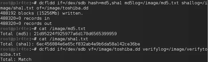 Output from the dcfldd utility Output from the dcfldd utility