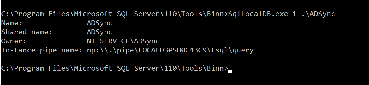 An example of using SqlLocalDb.exe An example of using SqlLocalDb.exe