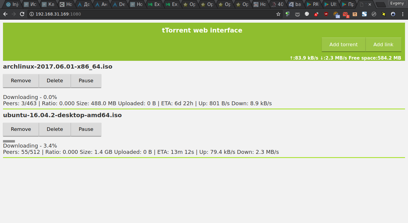 tTorrent web interface
