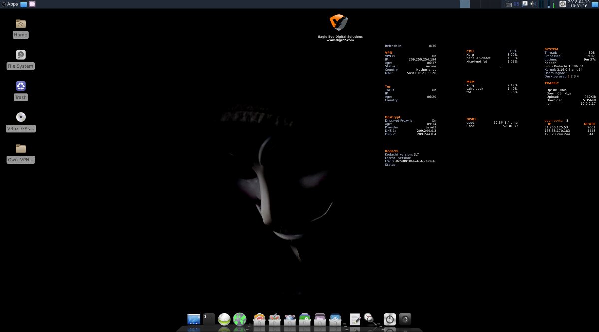 Kodachi desktop interface Kodachi desktop interface