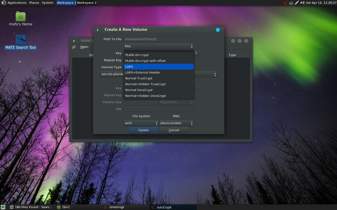 ZuluCrypt: encrypted volume options ZuluCrypt: encrypted volume options
