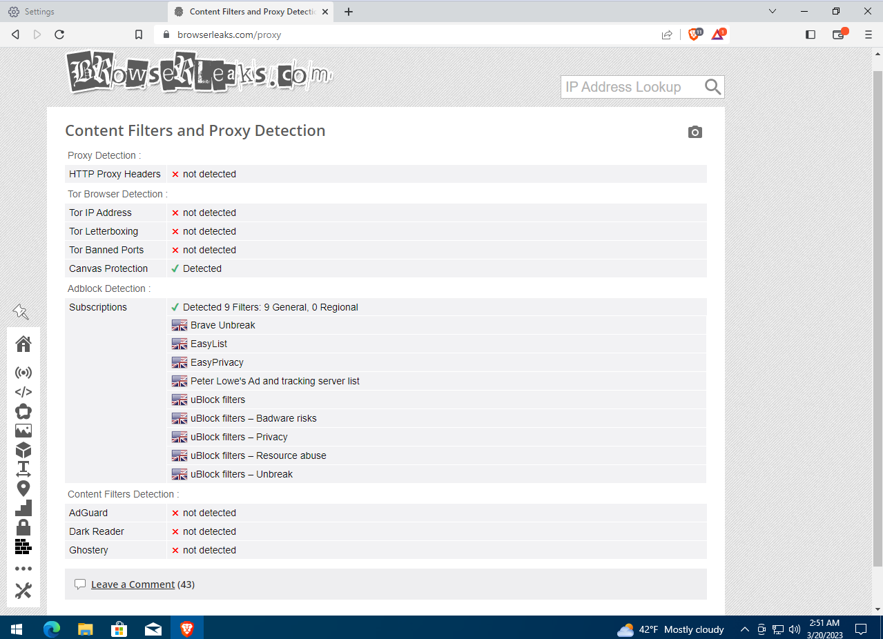 Content filters in Brave