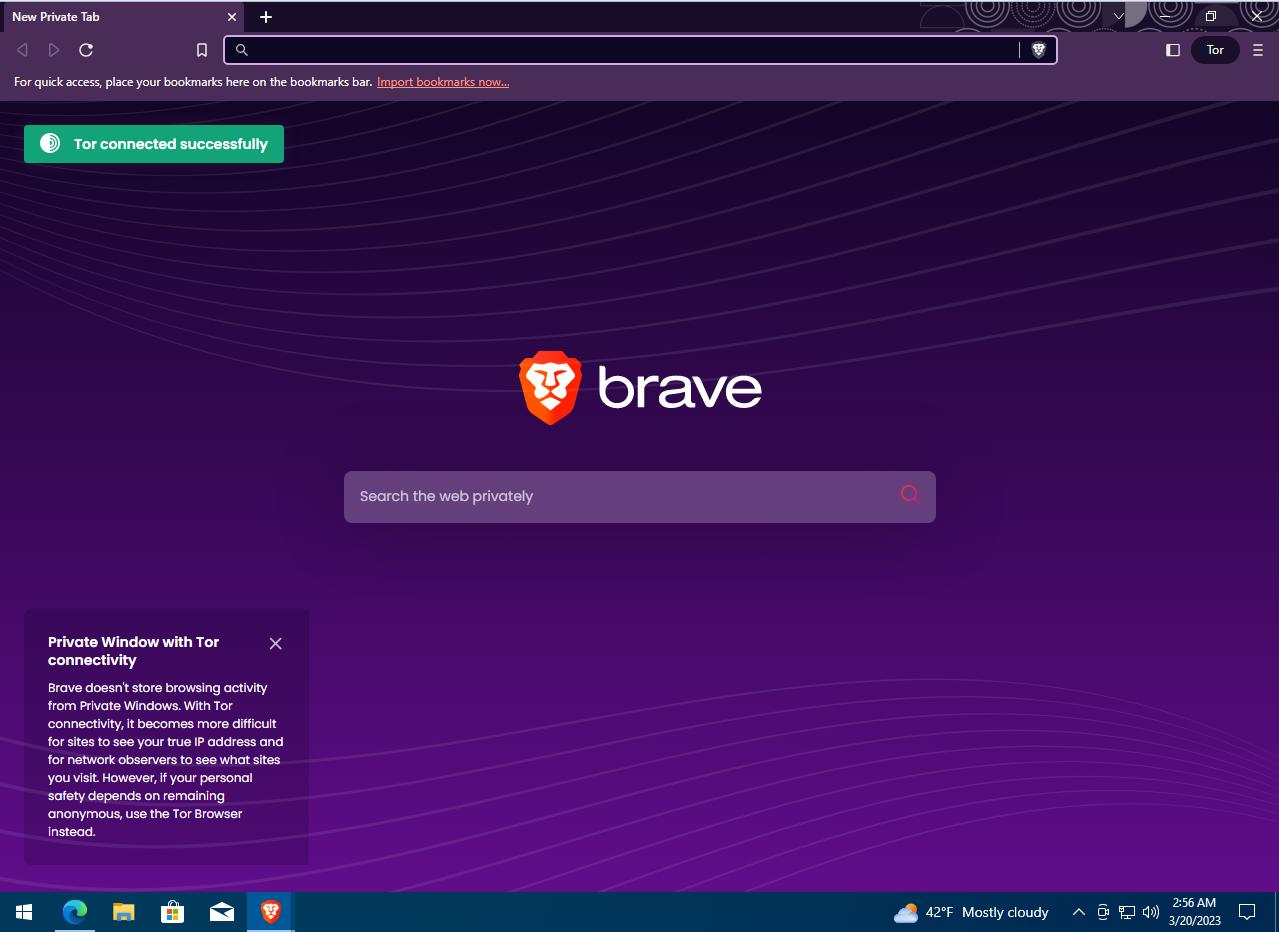 Tor mode in Brave