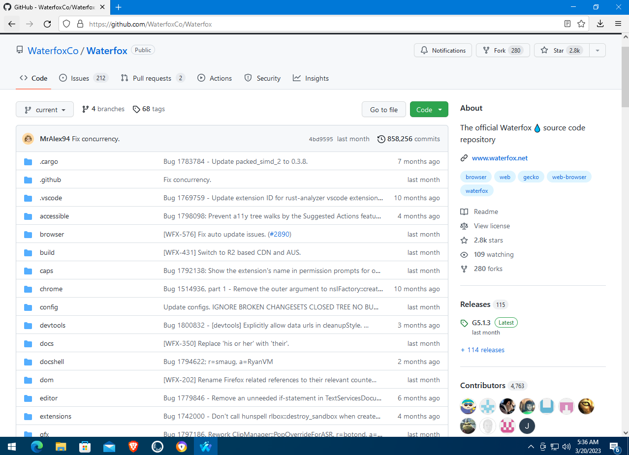 Waterfox on GitHub