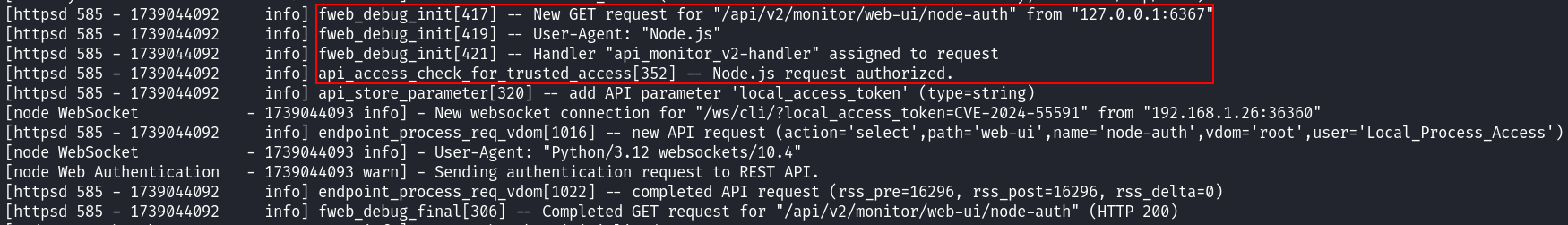 Successful authentication to REST API Successful authentication to REST API