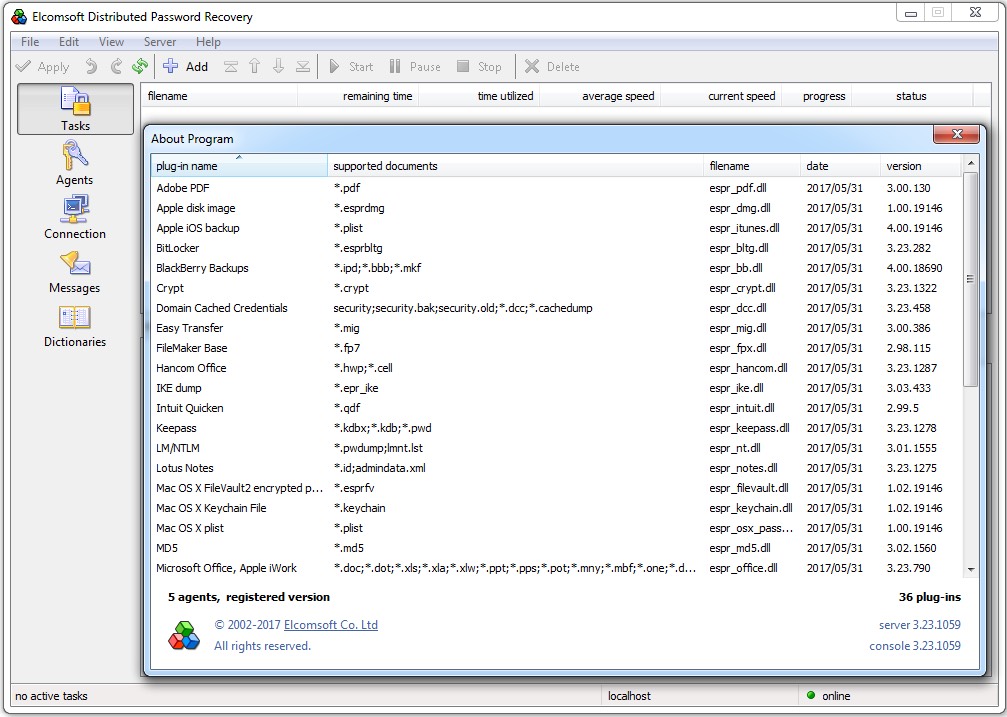 36 plugins for cracking files across most formats