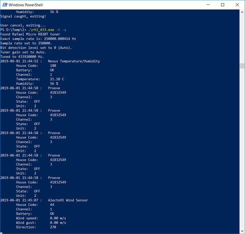 rtl_433 program output
