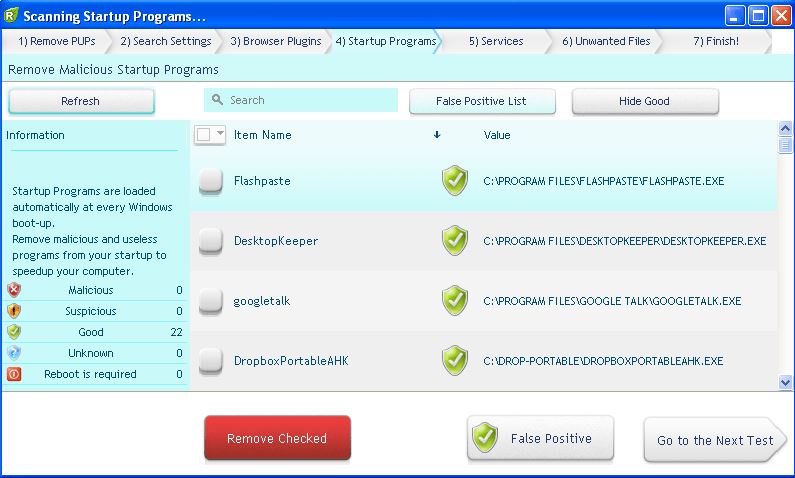 UnHackMe window showing rootkit scan results