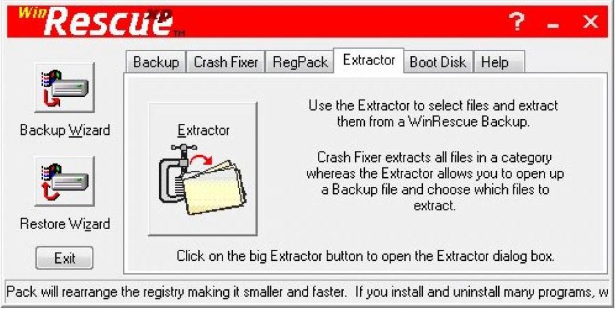 WinRescue for Windows 7 interface