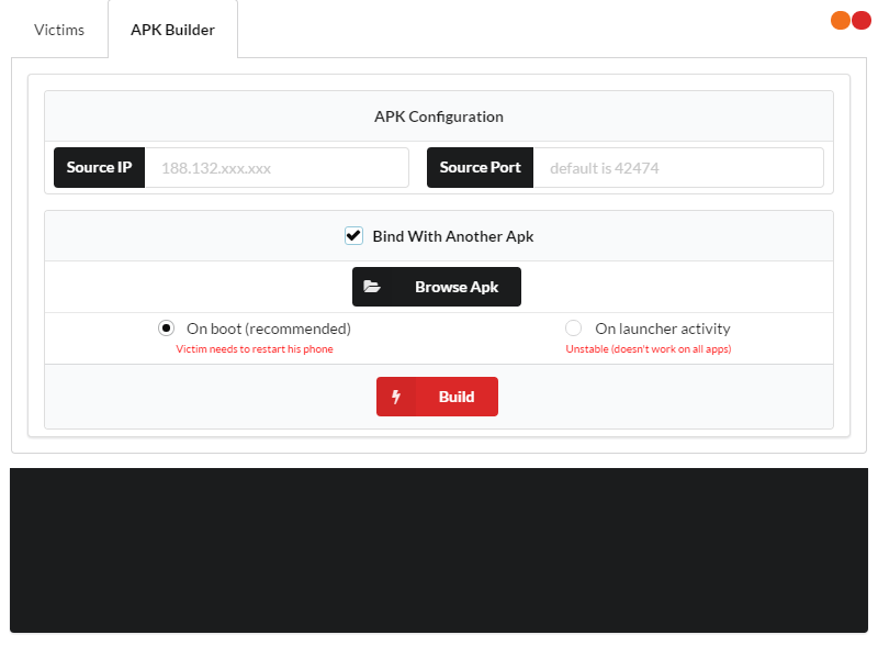 APK Builder tab