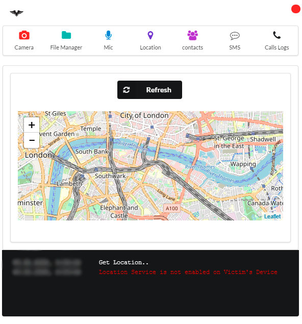 Here you can view the infected phone’s location