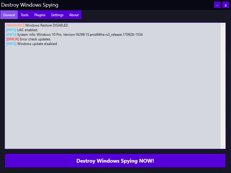 Destroy Windows 10 Spying 1.0.1.0 Destroy Windows 10 Spying 1.0.1.0