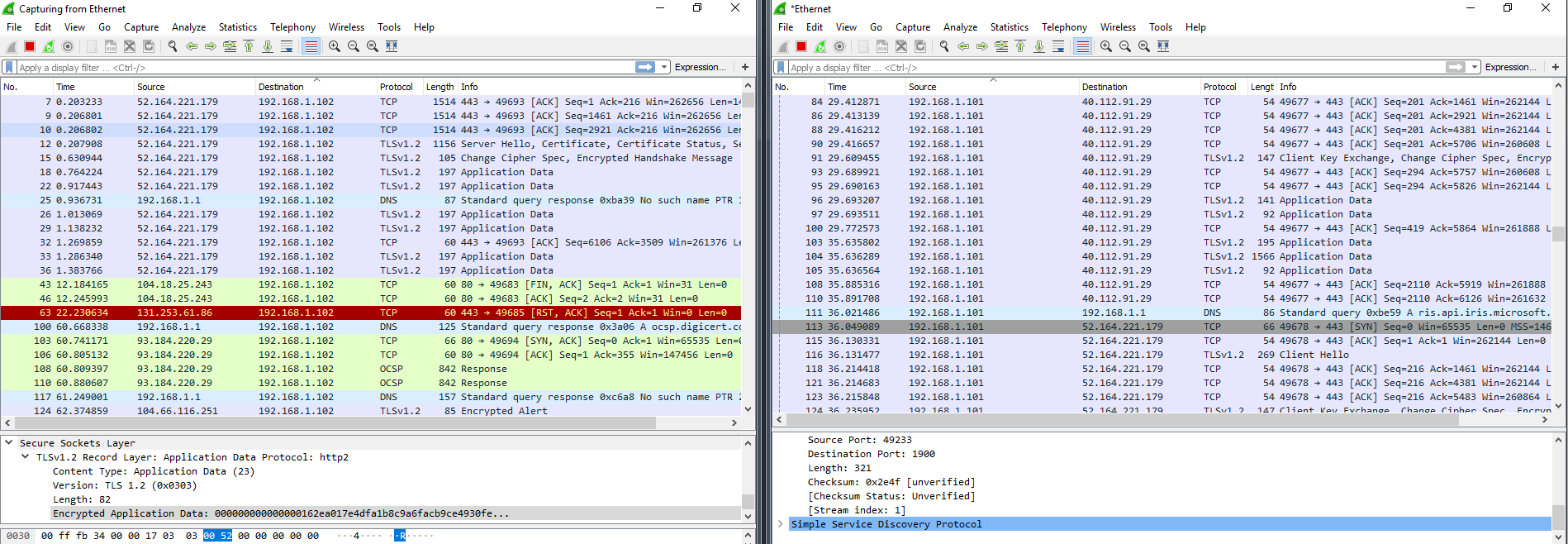 Wireshark capture after running DWS Wireshark capture after running DWS